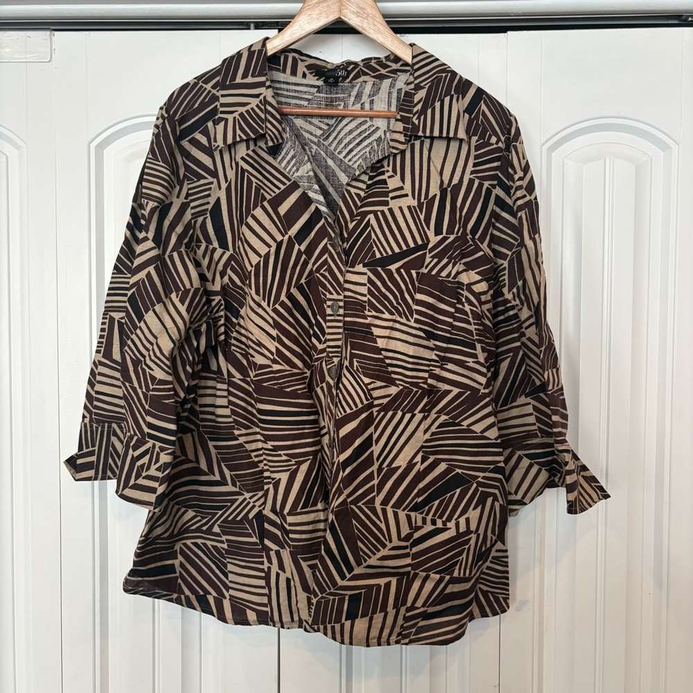 East 5th Brown‎ Button Down Shirt Size 2X